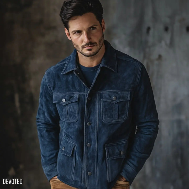 Triplane Jacket Blue - Nappa Suede