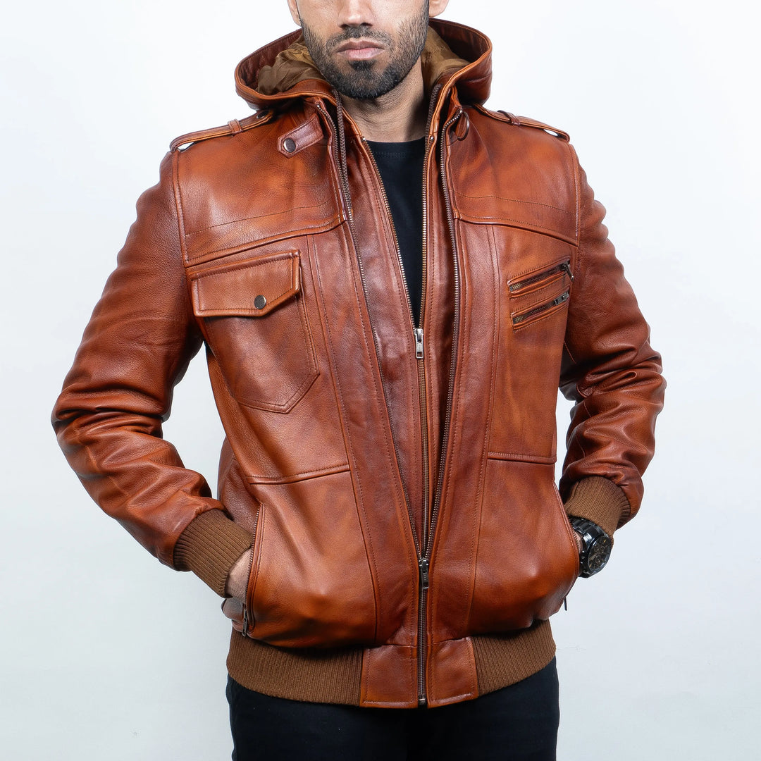 Bomber Jacket Brown - Nappa Leather