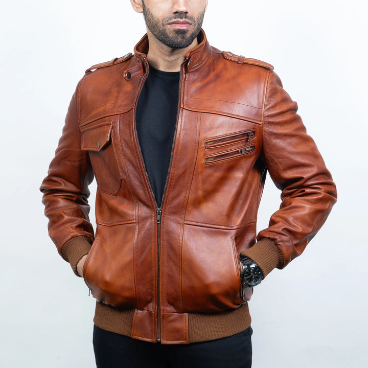 Bomber Jacket Brown - Nappa Leather