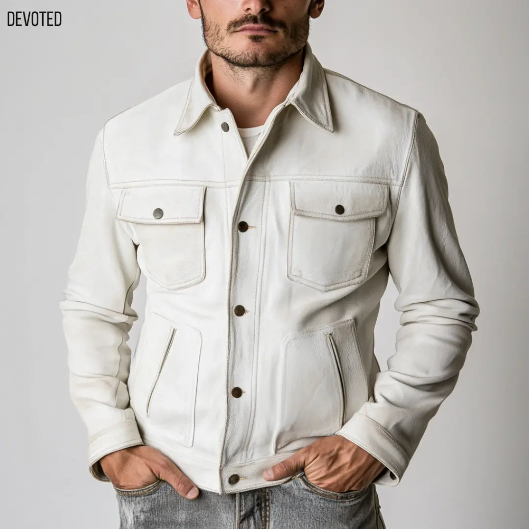 North Star Jacket White - Nappa Leather
