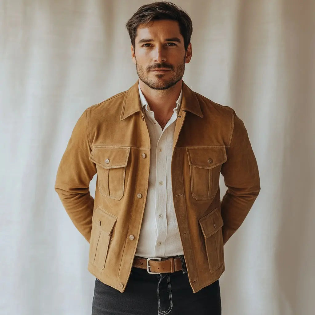 Skyknight Jacket Tan - Nappa Suede