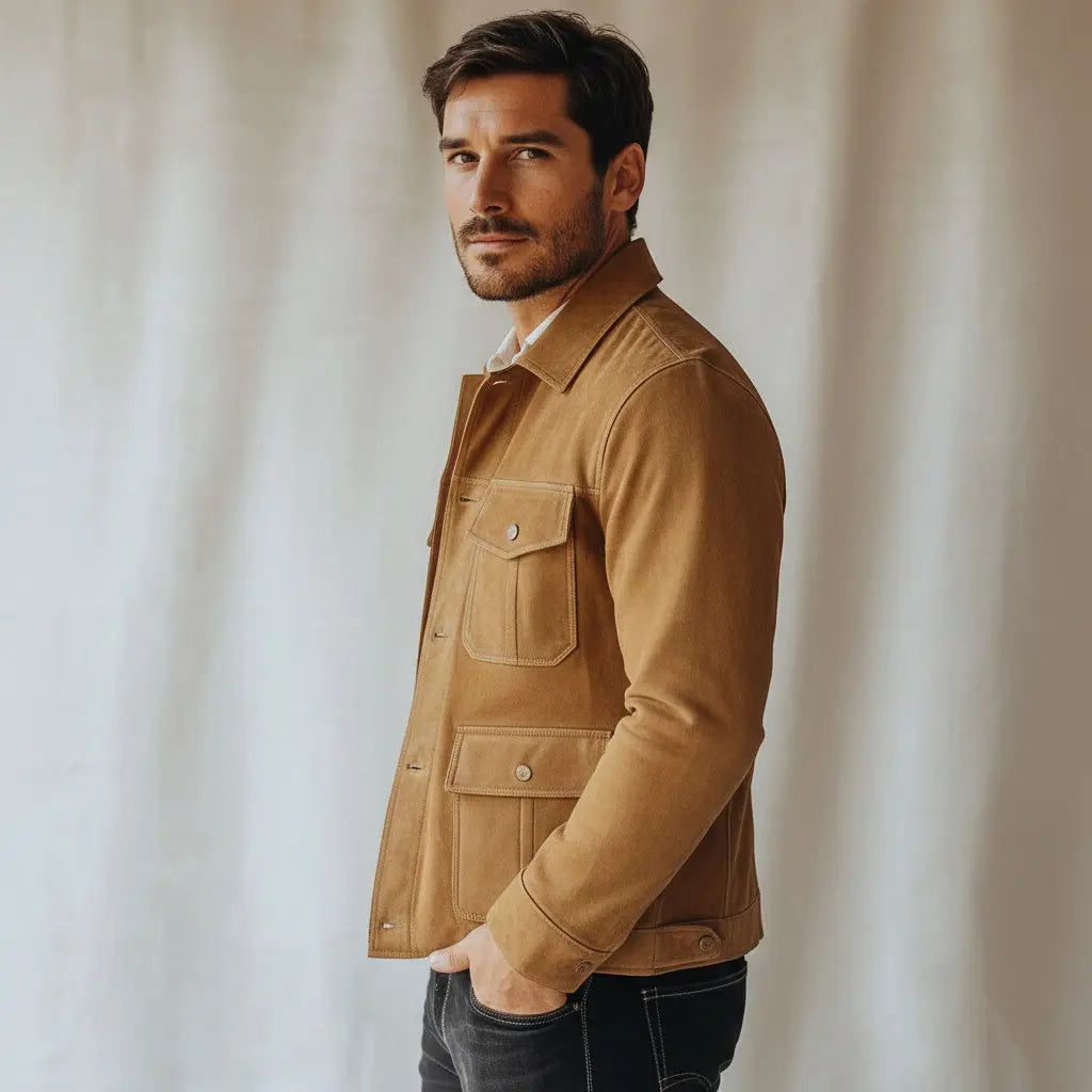 Skyknight Jacket Tan - Nappa Suede