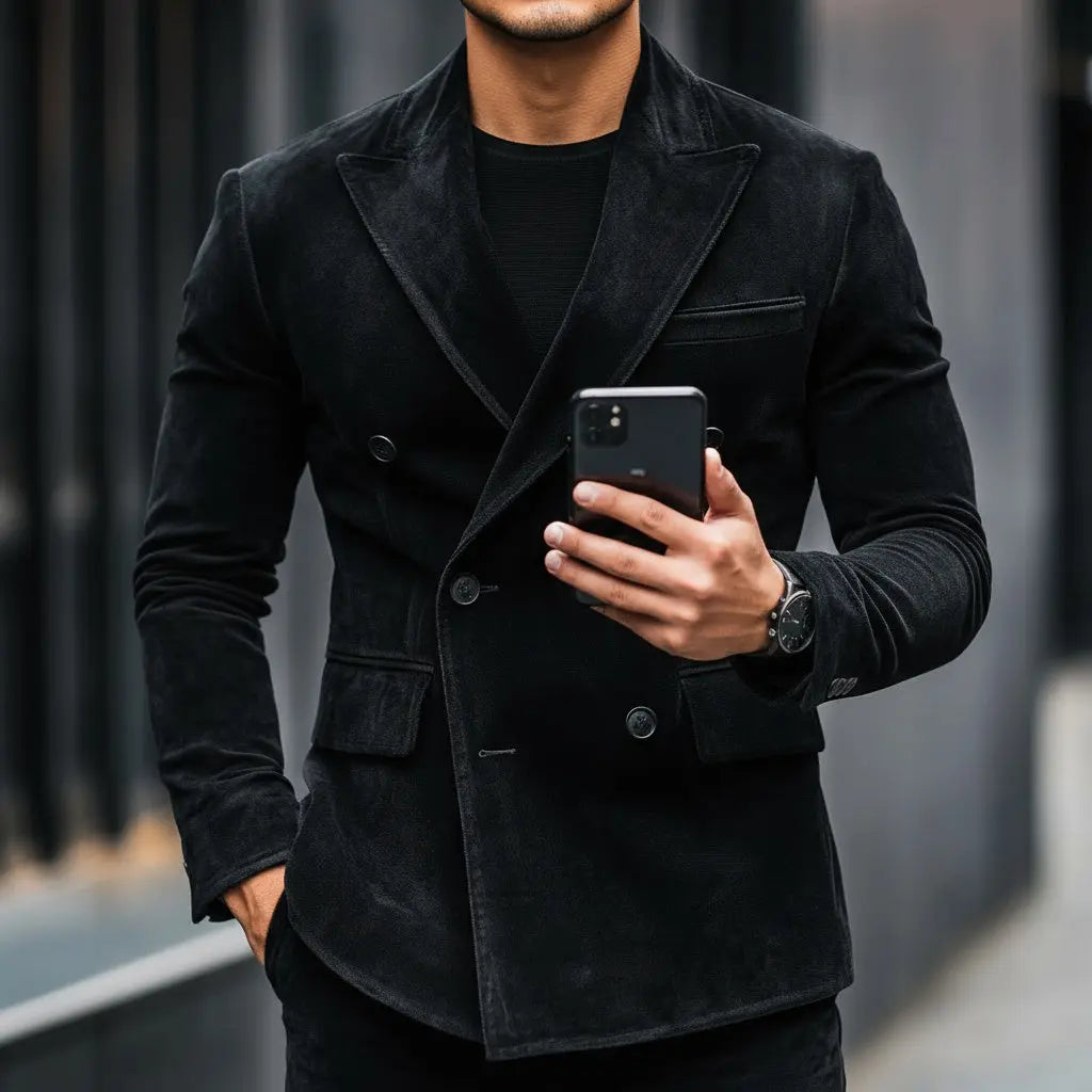 Spartan Blazer Black - Nappa Suede