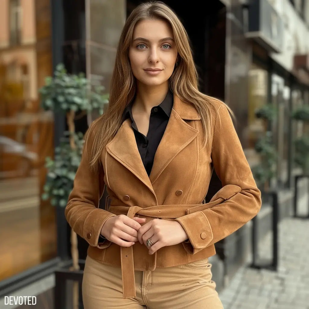 Stella Jacket Tan - Nappa Suede