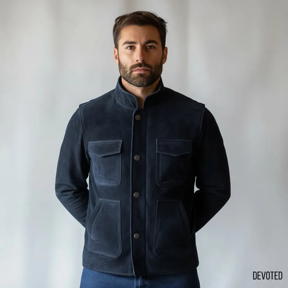 Tornado Jacket Blue - Nappa Suede