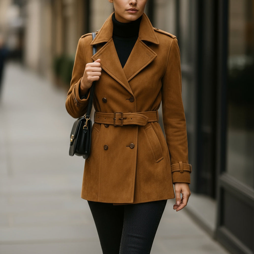Valentina Long Coat Nappa Suede