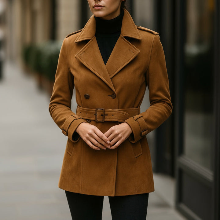 Valentina Long Coat Nappa Suede